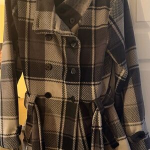 Elegant Plaid Double-Breasted Trench Coat